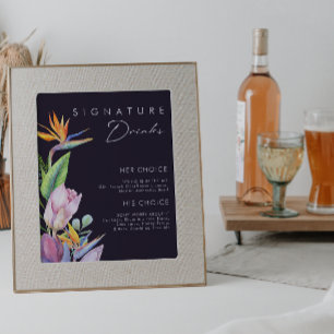 Colourful Tropical Floral   Purple Signature Drink Poster
