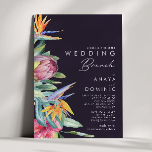 Colourful Tropical Floral Purple Wedding Brunch Invitation