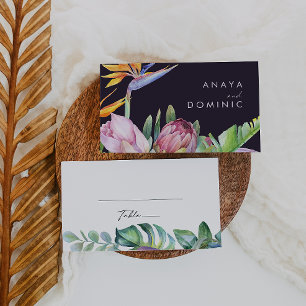 Colourful Tropical Floral    Purple Wedding Place Card