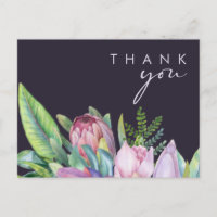 Colourful Tropical Floral Purple Wedding Thank You