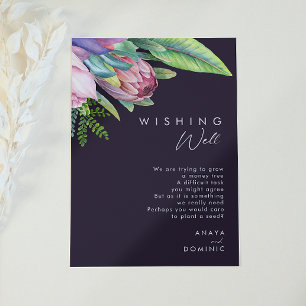 Colourful Tropical Floral   Purple Wishing Well Enclosure Card