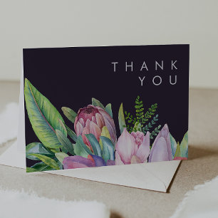 Colourful Tropical Floral   PurpleThank You Card