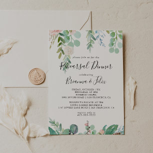 Colourful Tropical Floral Rehearsal Dinner Invitation