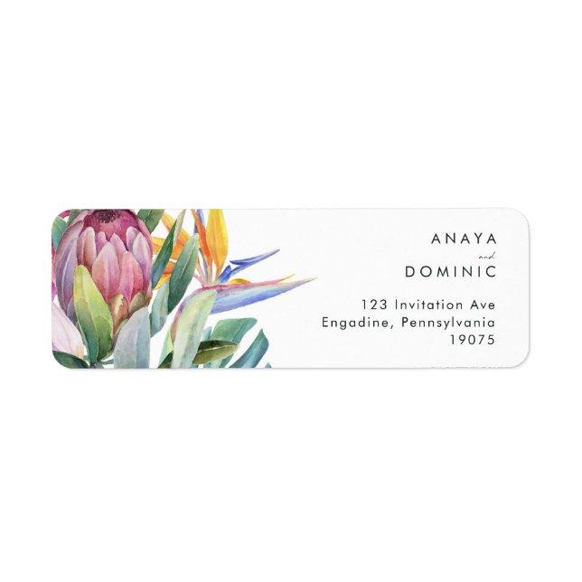 Colourful Tropical Floral | Return Address (Front)