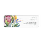 Colourful Tropical Floral | Return Address<br><div class="desc">This colourful tropical floral | return address label is perfect for your modern boho destination, green, purple, peach wedding. Design features an elegant bouquet of classic beach watercolor greenery and flowers that may include sage green eucalyptus, mauve and red protea, blush pink hibiscus, orange and blue bird of paradise, and...</div>