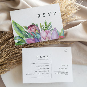 Colourful Tropical Floral Song Request RSVP Postcard