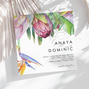 Colourful Tropical Floral Square Wedding Invitation
