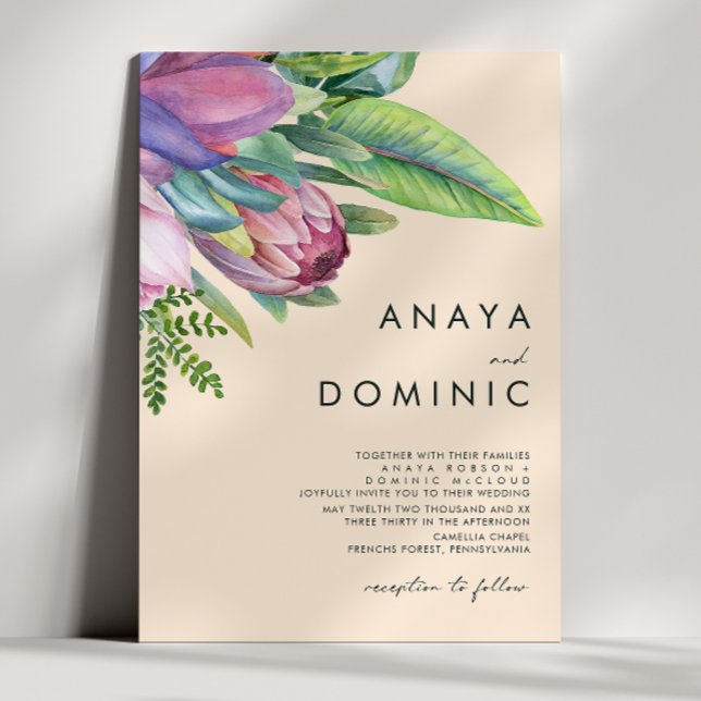 Colourful Tropical Floral Traditional Peach Weddin Invitation (Creator Uploaded)