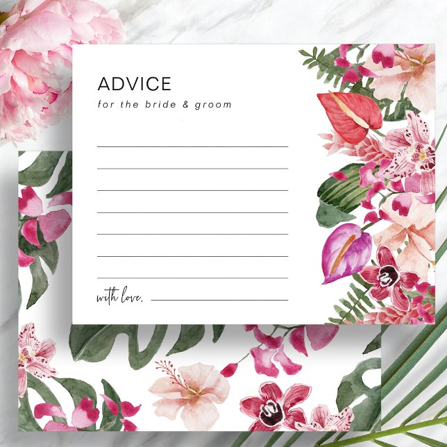 Colourful Tropical Floral Wedding Advice Card (Colorful Tropical Floral Wedding Advice Card by Painted Paperie
)