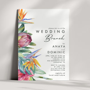 Colourful Tropical Floral Wedding Brunch Invitatio Invitation