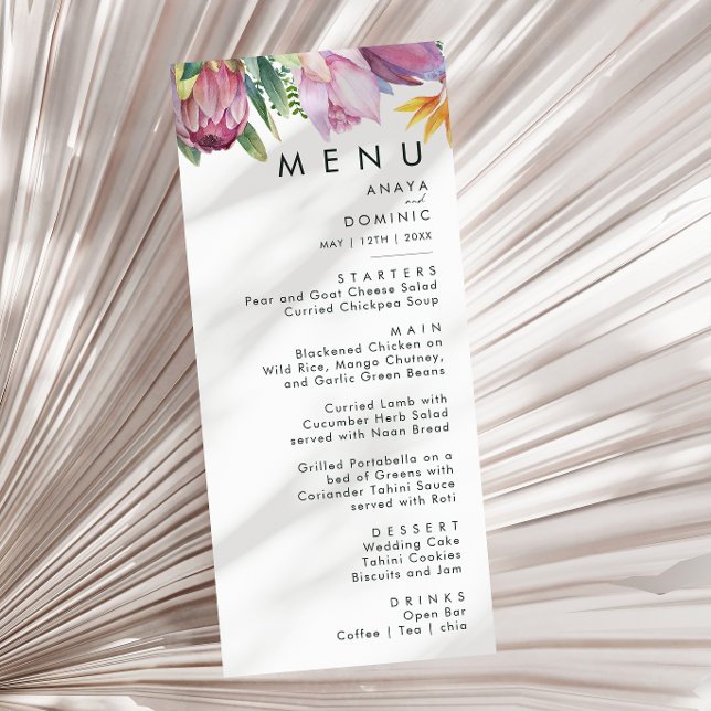 Colourful Tropical Floral | Wedding Dinner Menu (Creator Uploaded)