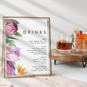 Colourful Tropical Floral Wedding Drinks Sign