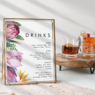 Colourful Tropical Floral Wedding Drinks Sign