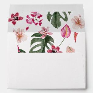 Colourful Tropical Floral Wedding Envelope