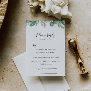 Colourful Tropical Floral Wedding Menu Choice RSVP