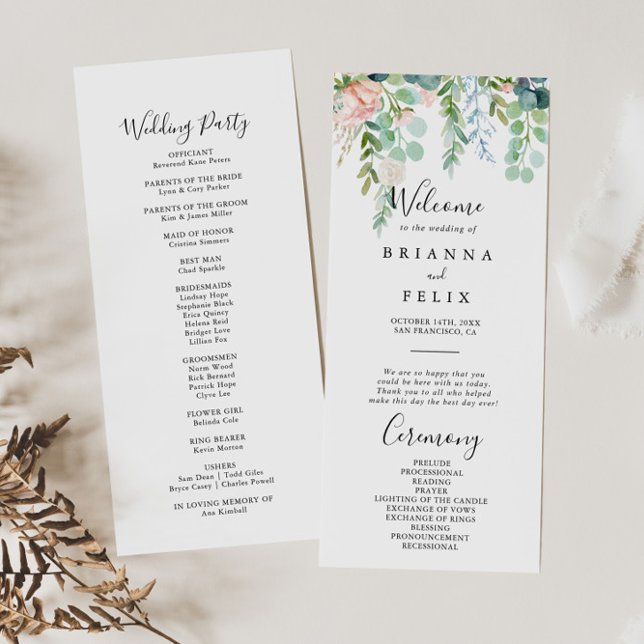 Colourful Tropical Floral Wedding Program Programme (Creator Uploaded)