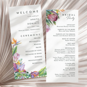 Colourful Tropical Floral   Wedding Program Programme