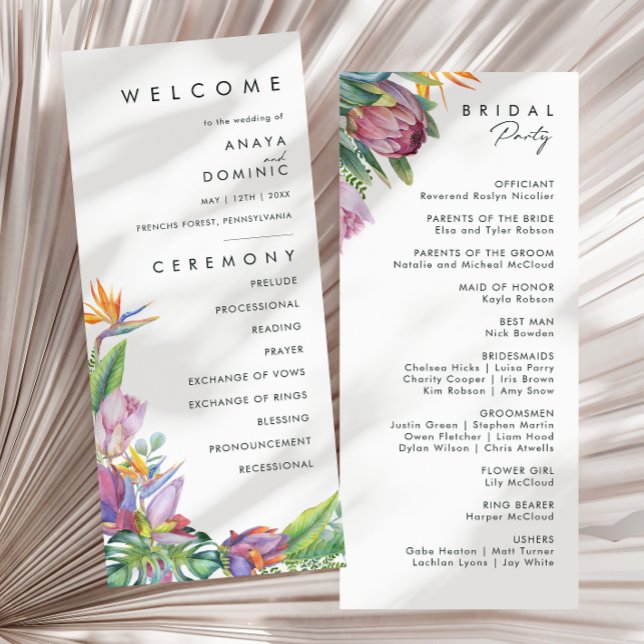 Colourful Tropical Floral | Wedding Program Programme (Creator Uploaded)