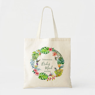 Colourful Tropical Floral Wreath Wedding Tote Bag