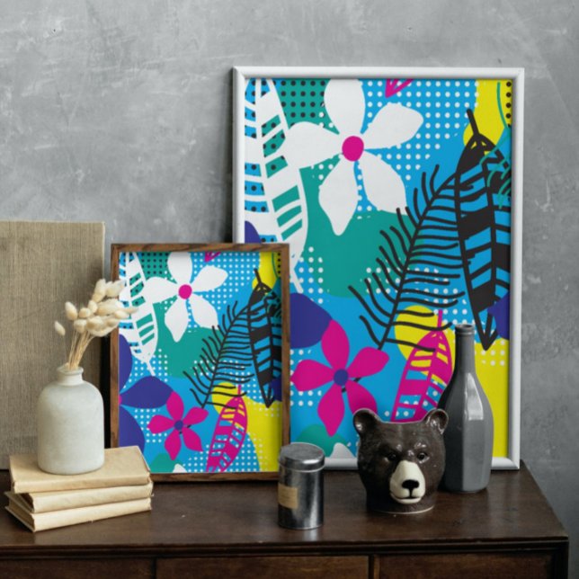 Colourful Tropical Flower and Leaves Botanical Poster (Creator Uploaded)