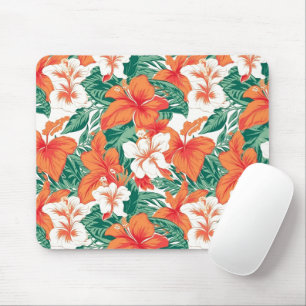Colourful Tropical Flower Pattern Hawaiian Vibe Mouse Pad