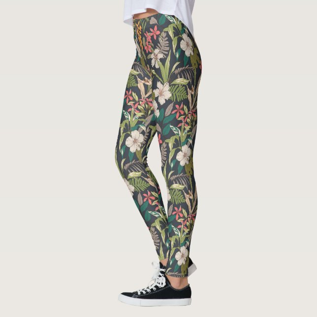 Colourful Tropical Flower Pattern Leggings (Left)