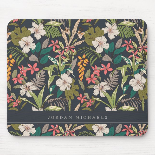 Colourful Tropical Flower Pattern Mouse Pad (Front)