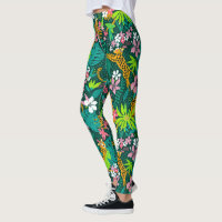 Colourful tropical flowers and animals pattern
