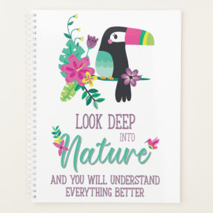colourful tropical flowers and toucan inspirationa planner