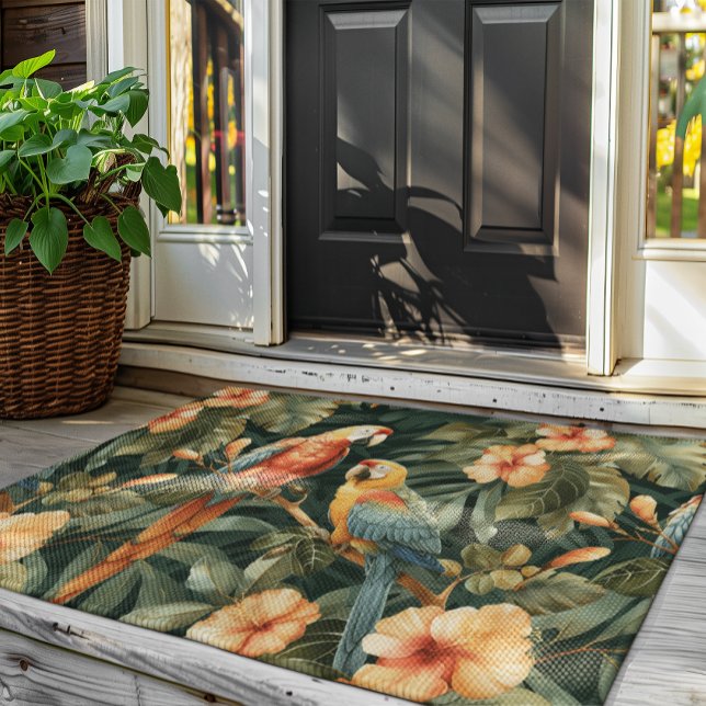 Colourful Tropical Flowers & Birds Doormat (Creator Uploaded)