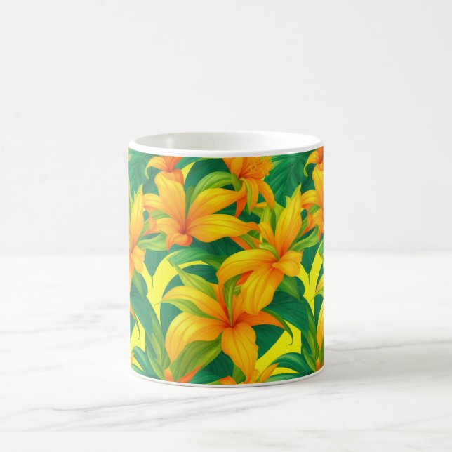 Colourful Tropical Flowers Coffee Mug (Center)