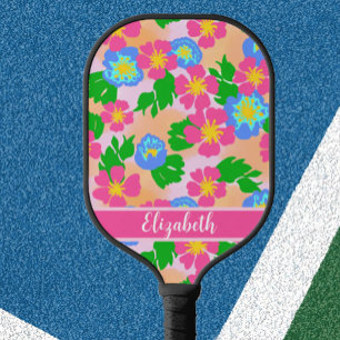 Colourful tropical flowers custom pickleball paddl paddle