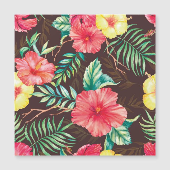 Colourful Tropical Flowers Dark Background (Front)