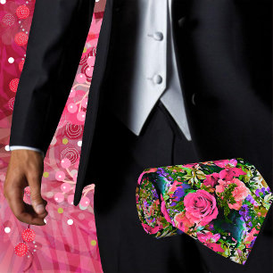 Colourful Tropical Flowers Floral Artistic Neck Ti Tie