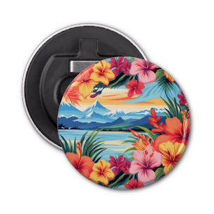 Colourful Tropical Flowers & Landscape Bottle Opener
