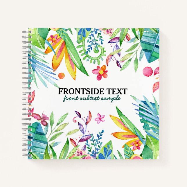 Colourful Tropical Flowers & Leafs Design Binder Notebook (Front)