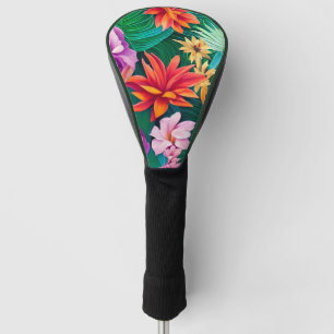 Colourful Tropical Flowers Pattern Golf Head Cover