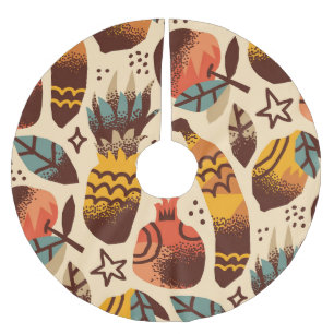 Colourful Tropical Fruit Mix Pattern Brushed Polyester Tree Skirt