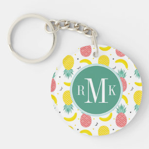 Colourful Tropical Fruit Pattern Key Ring