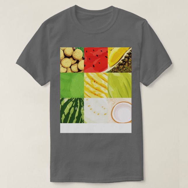 Colourful Tropical Fruit Patterns T-Shirt (Design Front)
