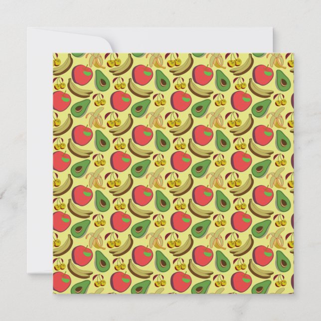 Colourful tropical fruit seamless pattern card (Front)
