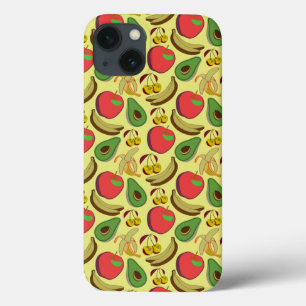 Colourful tropical fruit seamless pattern iPhone 13 case