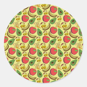 Colourful tropical fruit seamless pattern classic round sticker
