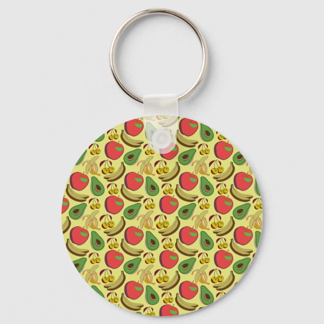 Colourful tropical fruit seamless pattern key ring (Front)