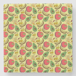 Colourful tropical fruit seamless pattern stone coaster