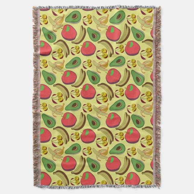 Colourful tropical fruit seamless pattern throw blanket (Front Vertical)