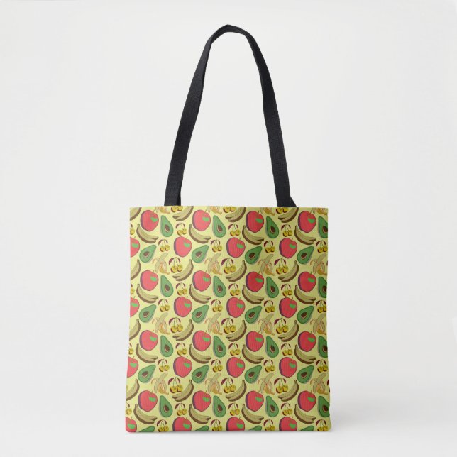 Colourful tropical fruit seamless pattern tote bag (Front)