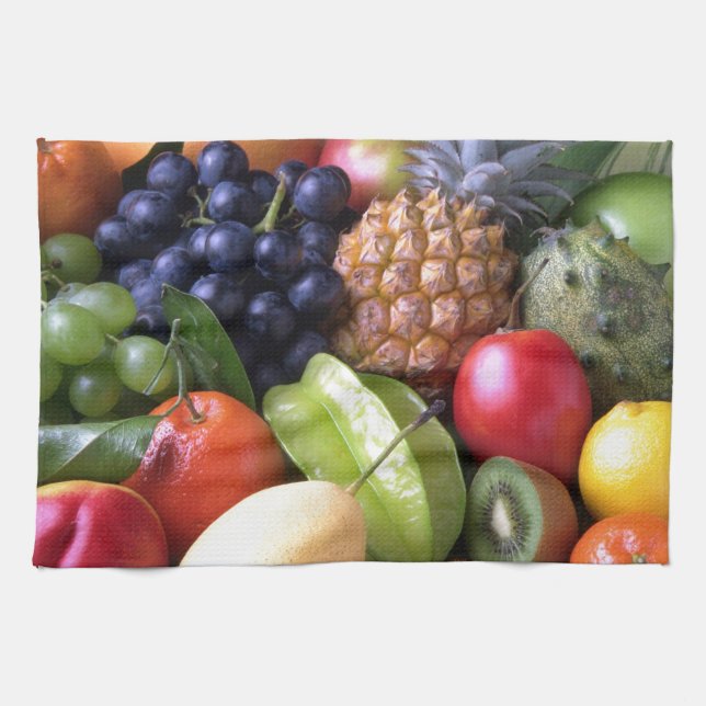 Colourful tropical fruits tea towel (Horizontal)