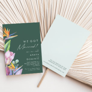 Colourful Tropical   Green Elopement Announcement
