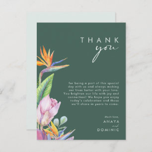 Colourful Tropical   Green Reception Thank You Car Postcard
